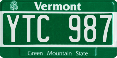 VT license plate YTC987
