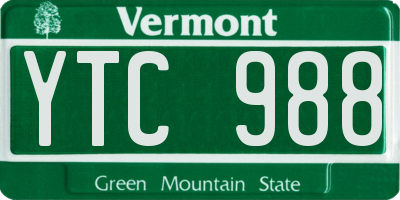 VT license plate YTC988