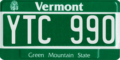 VT license plate YTC990