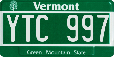 VT license plate YTC997