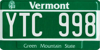 VT license plate YTC998