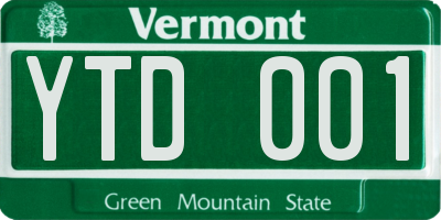 VT license plate YTD001