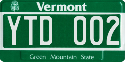 VT license plate YTD002