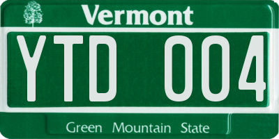 VT license plate YTD004