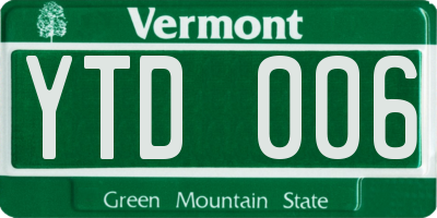 VT license plate YTD006