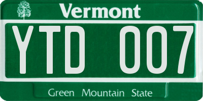 VT license plate YTD007