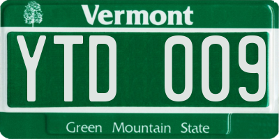 VT license plate YTD009
