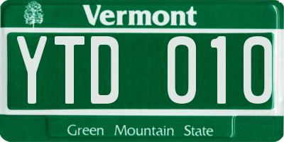 VT license plate YTD010