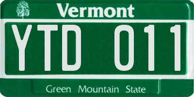VT license plate YTD011