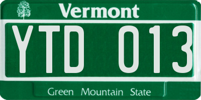 VT license plate YTD013