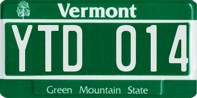 VT license plate YTD014