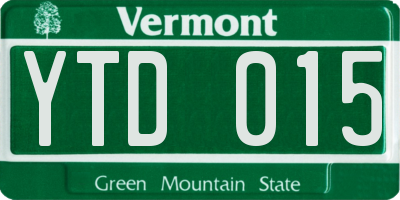 VT license plate YTD015