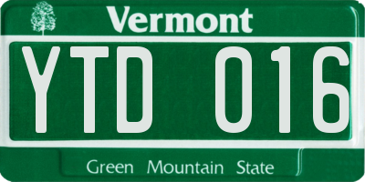 VT license plate YTD016