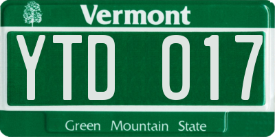 VT license plate YTD017