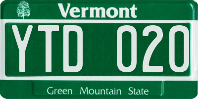VT license plate YTD020