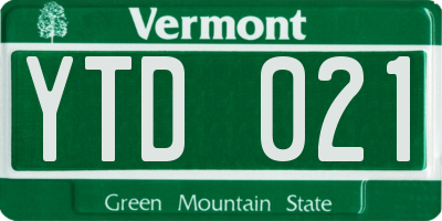 VT license plate YTD021