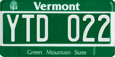 VT license plate YTD022