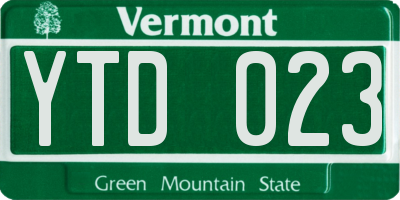 VT license plate YTD023