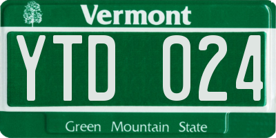 VT license plate YTD024