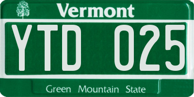 VT license plate YTD025