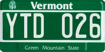 VT license plate YTD026