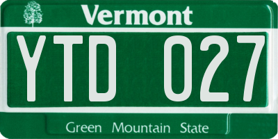 VT license plate YTD027