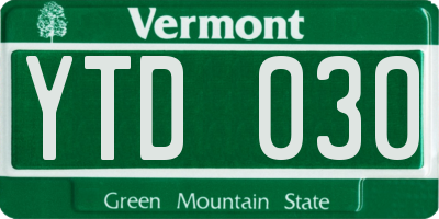 VT license plate YTD030