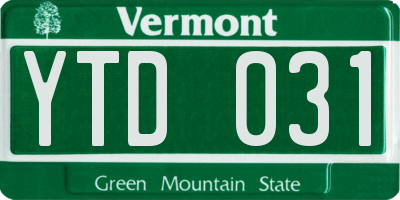 VT license plate YTD031