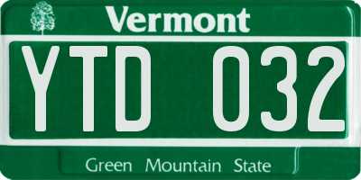 VT license plate YTD032