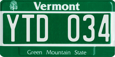VT license plate YTD034