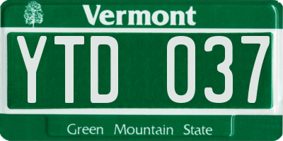VT license plate YTD037