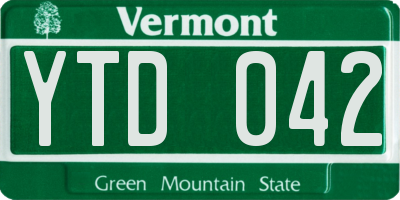 VT license plate YTD042