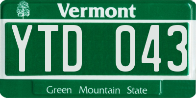 VT license plate YTD043