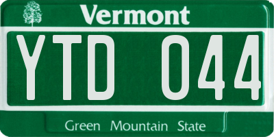 VT license plate YTD044