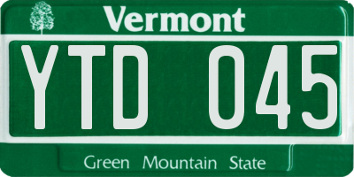 VT license plate YTD045