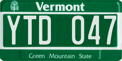 VT license plate YTD047