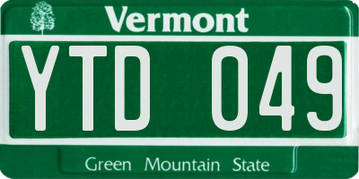 VT license plate YTD049
