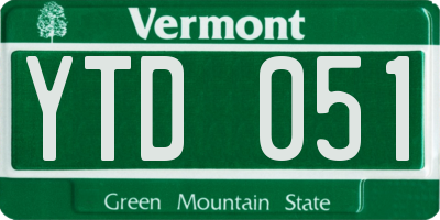 VT license plate YTD051