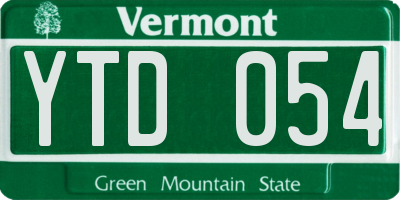VT license plate YTD054
