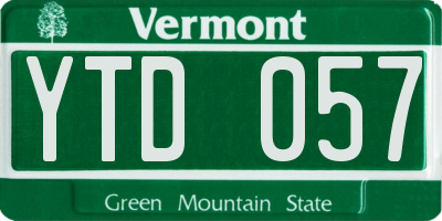 VT license plate YTD057