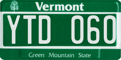 VT license plate YTD060