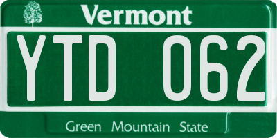 VT license plate YTD062