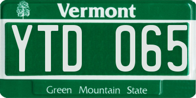 VT license plate YTD065