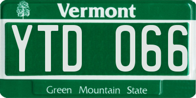 VT license plate YTD066