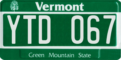 VT license plate YTD067