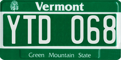 VT license plate YTD068