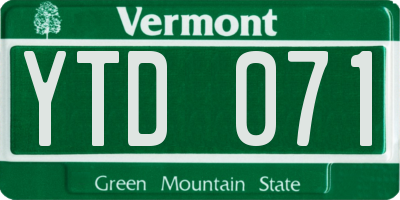 VT license plate YTD071