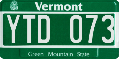 VT license plate YTD073
