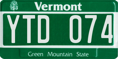 VT license plate YTD074