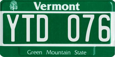 VT license plate YTD076